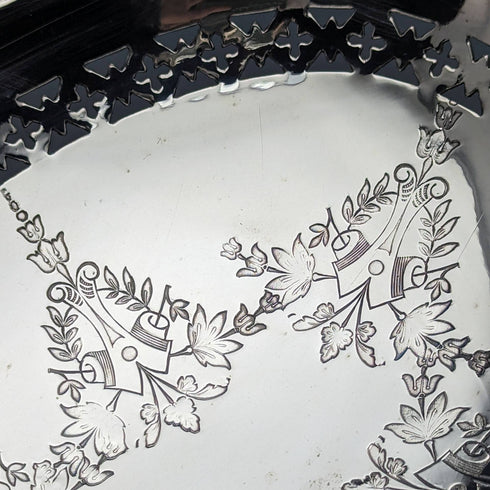 1902 年英國古董銀盤大籃子 Walker and Hall